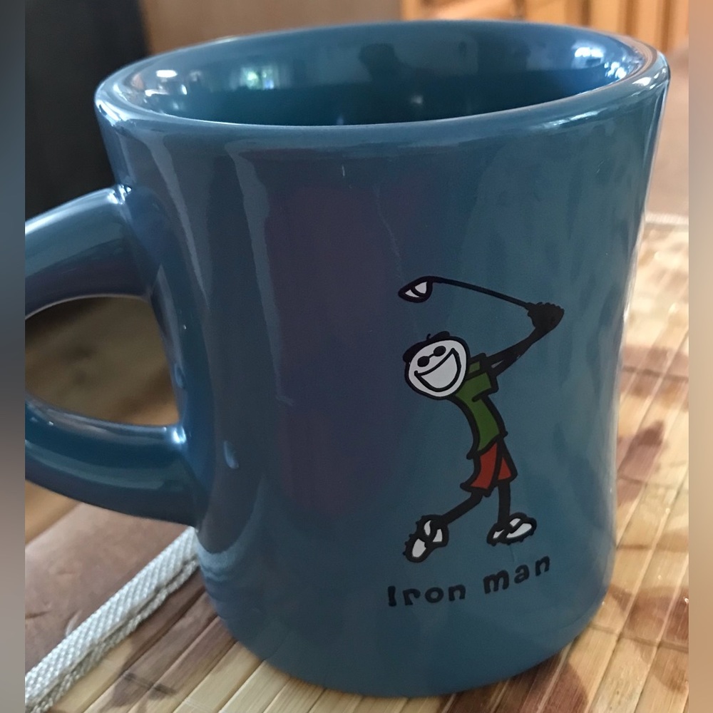 Life is Good Iron Man Golfer Mug Cup Blue EUC - Picture 2 of 5